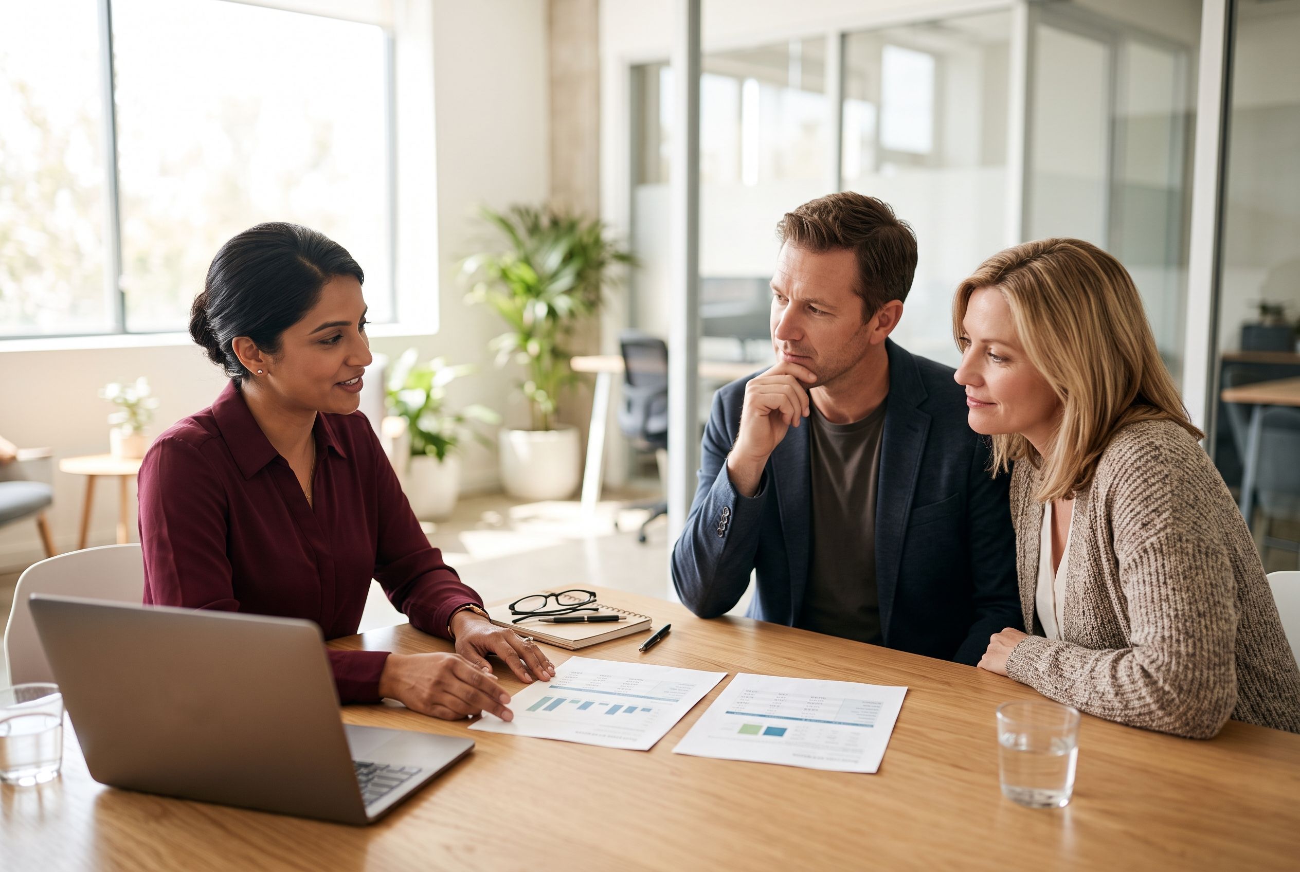 A loan officer comparing the cost of waiting versus buying now with a client